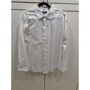 Kenneth Cole Reaction Slim Fit Men's White Dress Shirt Long Sleeve, 17 34/35